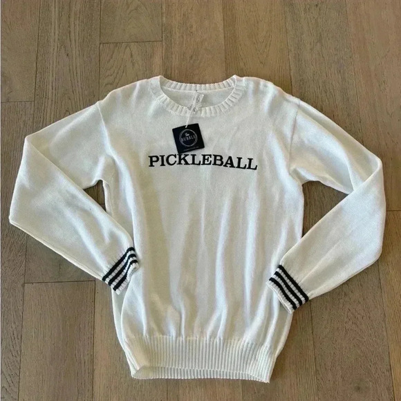 The Bubble - Pickleball Sweater Navy w/ White Large $180 - Picture 1 of 4